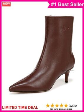 Pointed Toe Kitten Heel Ankle Bootie Leather Dress Boot